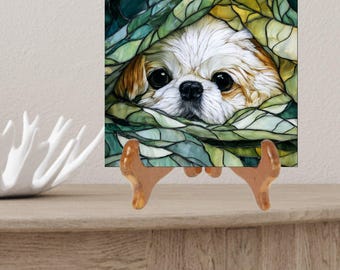 Pekingese Under the Blanket Ceramic Tile thumbnail 2