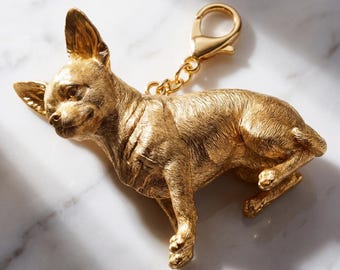 Chihuahua Gold Dog Sculpture Bag Charm thumbnail 2