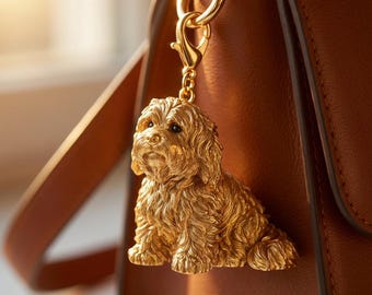 Coton de Tulear Gold Dog Sculpture Bag Charm thumbnail 1
