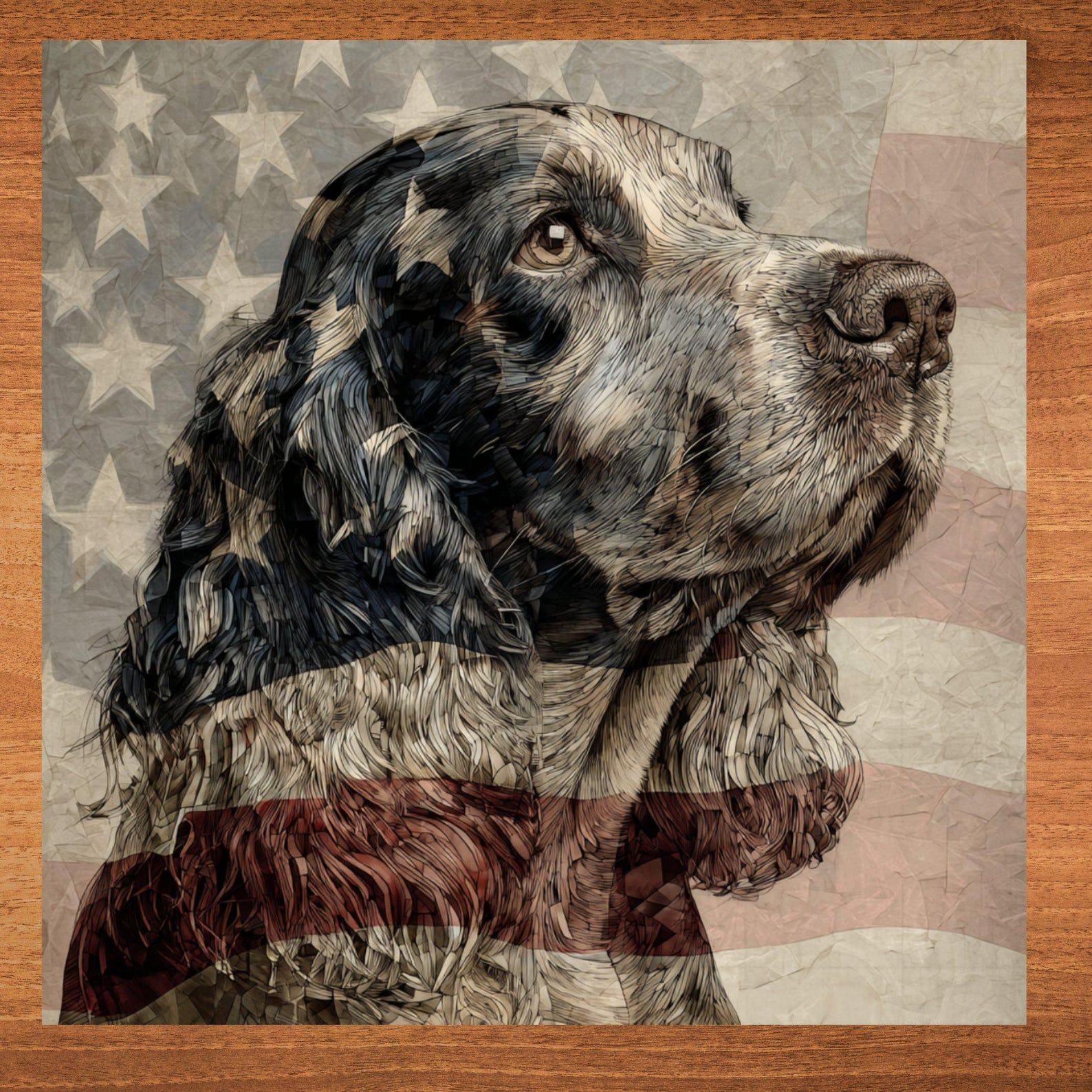 English Cocker Spaniel USA Flag Patriotic Dog Ceramic Tile