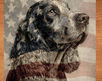 English Cocker Spaniel USA Flag Patriotic Dog Ceramic Tile thumbnail 1