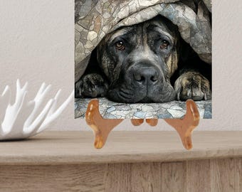 English Mastiff Under the Blanket Ceramic Tile thumbnail 2