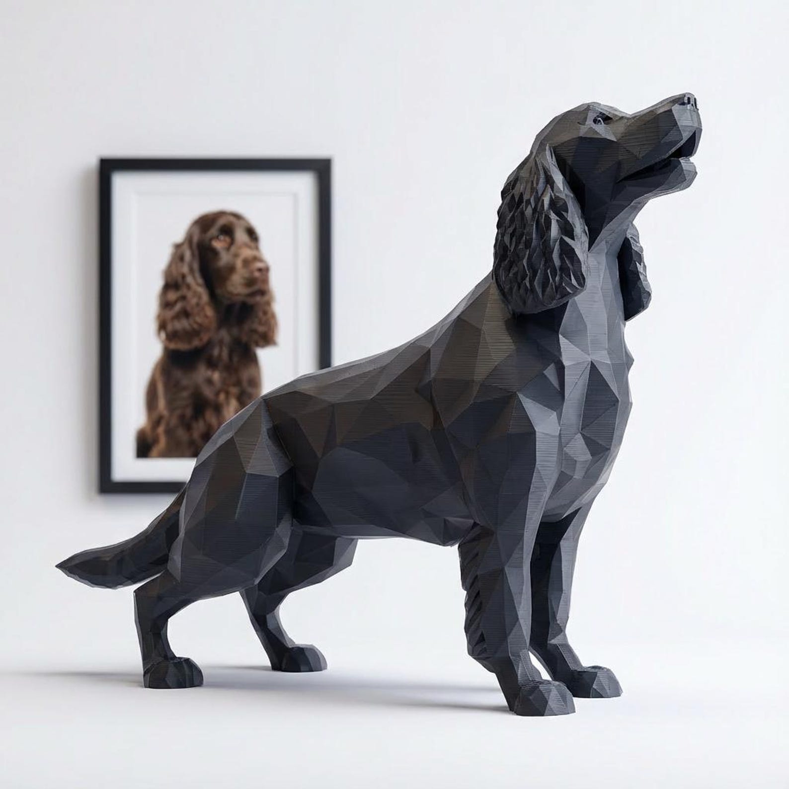 Boykin Spaniel Low-Poly Geometric Dog Statue