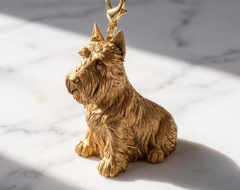 Scottish Terrier Gold Dog Sculpture Bag Charm thumbnail 2