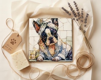 Boston Terrier Spa Dog Ceramic Tile thumbnail 2