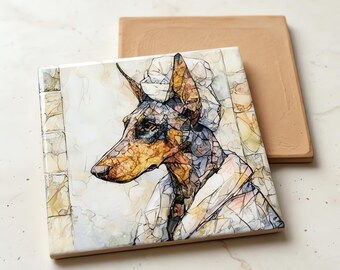 Doberman Pinscher Spa Dog Ceramic Tile thumbnail 3