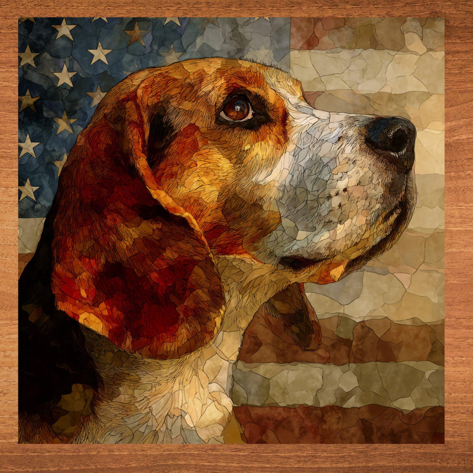 Beagle USA Flag Patriotic Dog Ceramic Tile