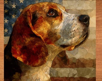 Beagle USA Flag Patriotic Dog Ceramic Tile thumbnail 1