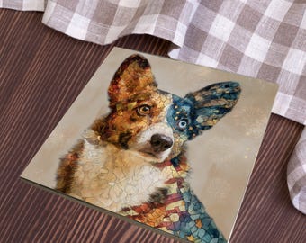 Cardigan Welsh Corgi USA Flag Patriotic Dog Ceramic Tile thumbnail 3