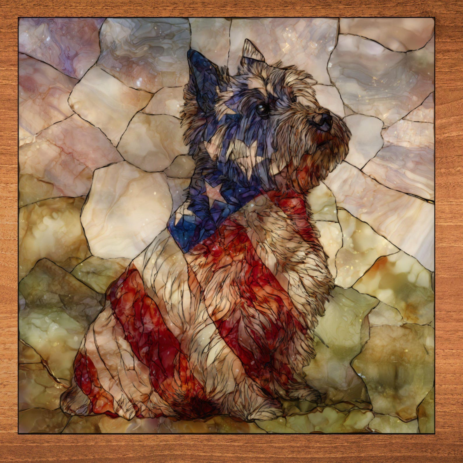 Cairn Terrier USA Flag Patriotic Dog Ceramic Tile