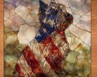 Cairn Terrier USA Flag Patriotic Dog Ceramic Tile thumbnail 1