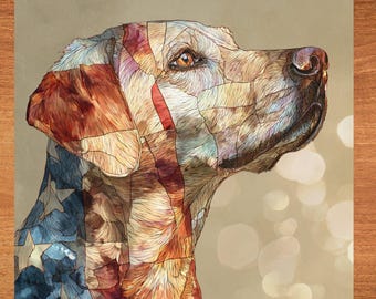 Labrador Retriever USA Flag Patriotic Dog Ceramic Tile thumbnail 1