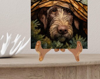 German Wirehaired Pointer Under the Blanket Ceramic Tile thumbnail 2