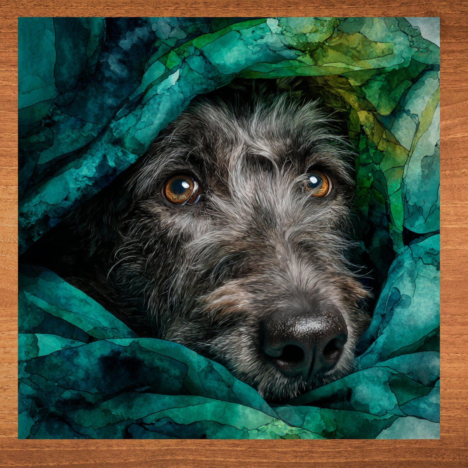Irish Wolfhound Under the Blanket Ceramic Tile