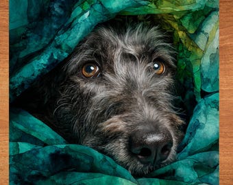Irish Wolfhound Under the Blanket Ceramic Tile thumbnail 1