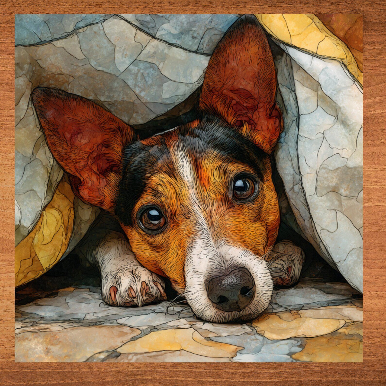 Rat Terrier Under the Blanket Ceramic Tile