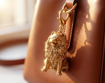 Pomeranian Gold Dog Sculpture Bag Charm thumbnail 1