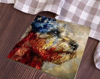 Brussels Griffon USA Flag Patriotic Dog Ceramic Tile thumbnail 3