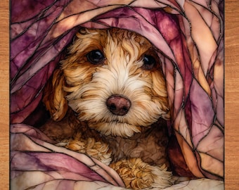 Cavapoo Under the Blanket Ceramic Tile thumbnail 1