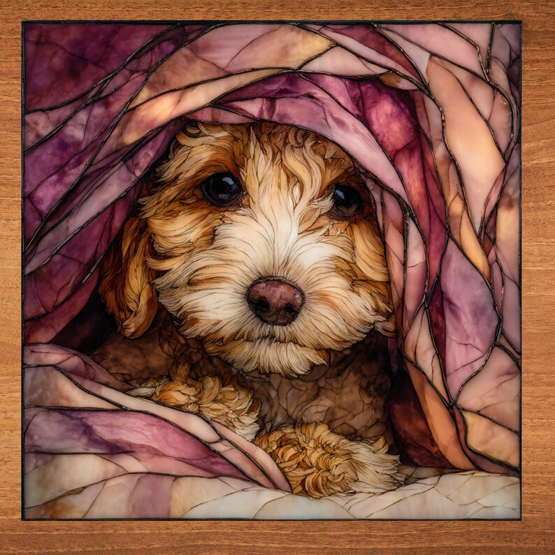 Cavapoo Under the Blanket Ceramic Tile