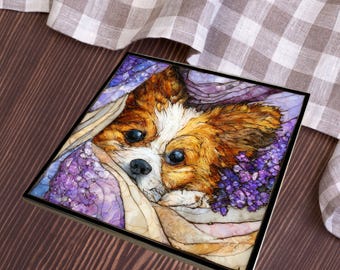 Papillon Under the Blanket Ceramic Tile thumbnail 4