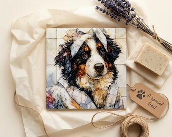 Bernese Mountain Dog Spa Dog Ceramic Tile thumbnail 2