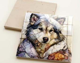 Alaskan Malamute Spa Dog Ceramic Tile thumbnail 3