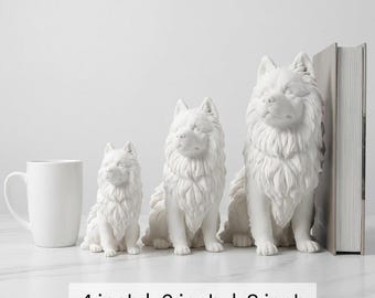 Keeshond Realistic Seated Dog Statue thumbnail 3