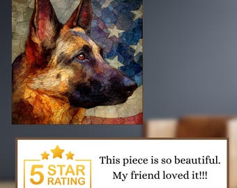 German Shepherd USA Flag Patriotic Dog Ceramic Tile thumbnail 4