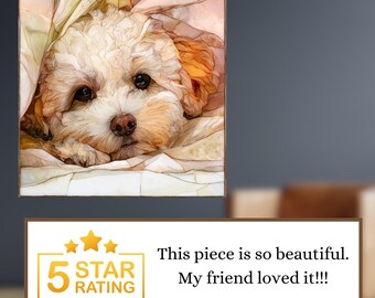 Maltipoo Under the Blanket Ceramic Tile thumbnail 3