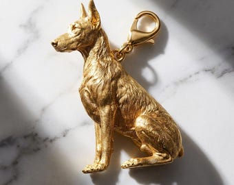 Doberman Pinscher Gold Dog Sculpture Bag Charm thumbnail 2
