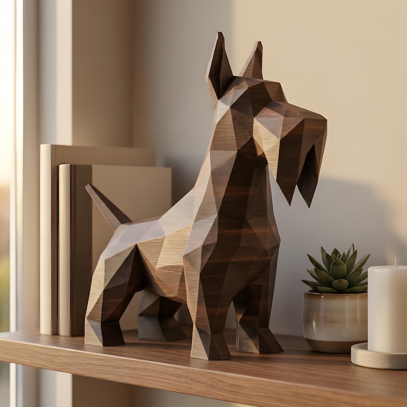 Scottish Terrier Low-Poly Geometric Dog Statue