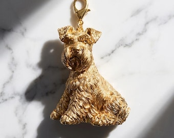 Miniature Schnauzer Gold Dog Sculpture Bag Charm thumbnail 2