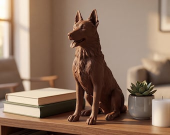 Belgian Malinois Realistic Seated Dog Statue thumbnail 4