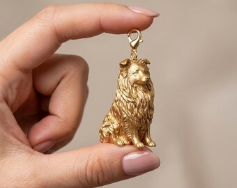 Shetland Sheepdog Gold Dog Sculpture Bag Charm thumbnail 4