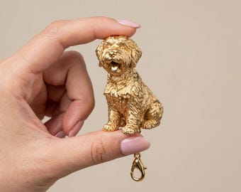 Schnoodle Gold Dog Sculpture Bag Charm thumbnail 4
