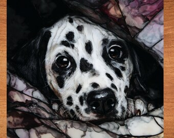 Dalmatian Under the Blanket Ceramic Tile thumbnail 1