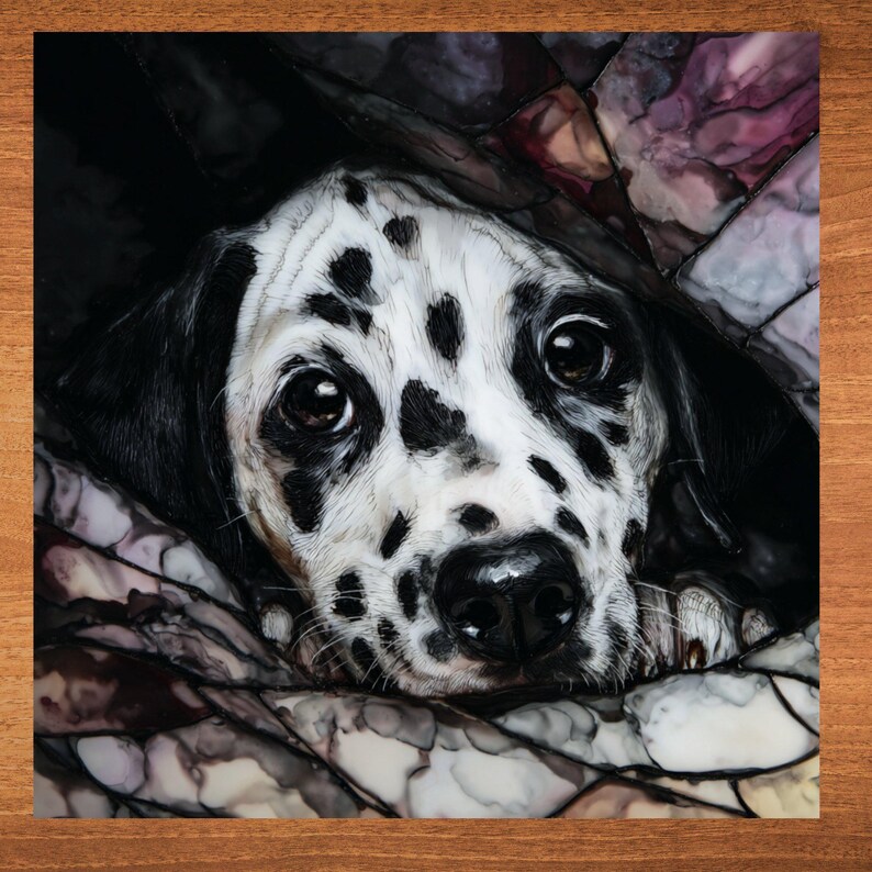 Dalmatian Under the Blanket Ceramic Tile