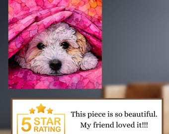 Biewer Terrier Under the Blanket Ceramic Tile thumbnail 3