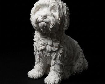 Maltese Realistic Seated Dog Statue thumbnail 2