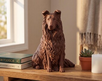 Rough Collie Realistic Seated Dog Statue thumbnail 4