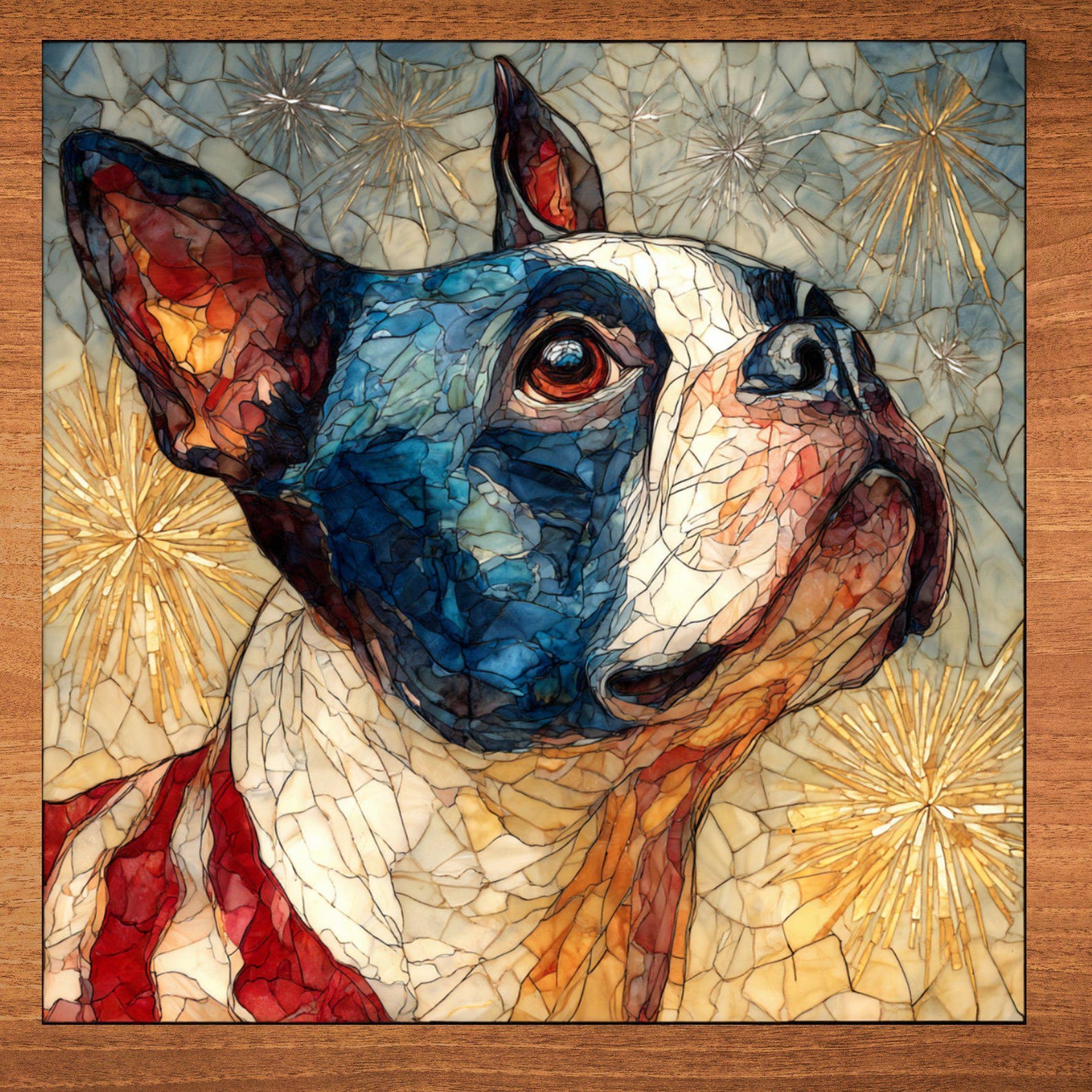 Boston Terrier USA Flag Patriotic Dog Ceramic Tile