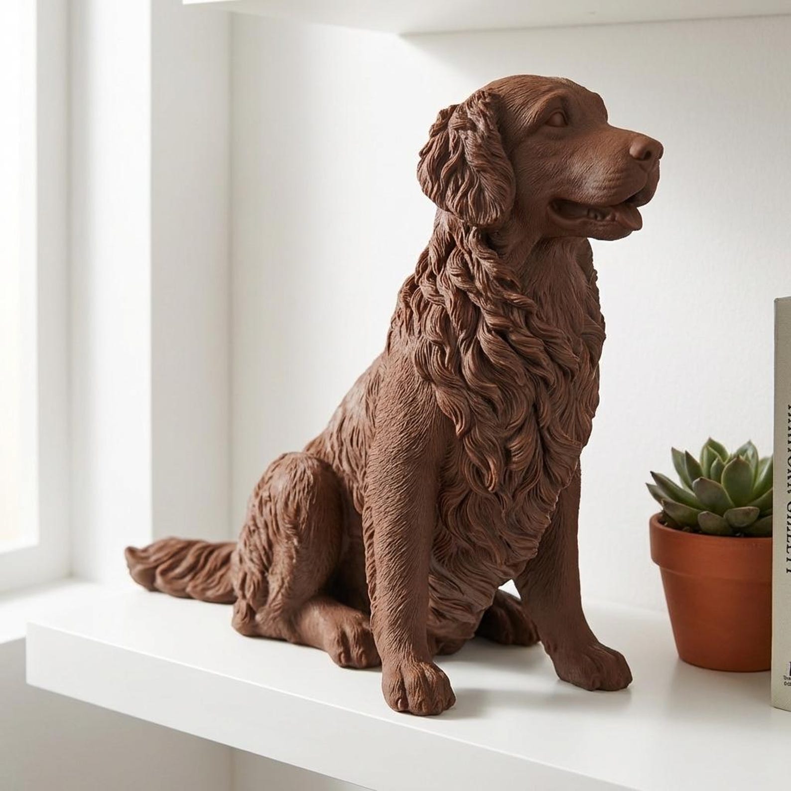 Golden Retriever Realistic Seated Dog Statue