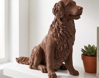 Golden Retriever Realistic Seated Dog Statue thumbnail 1