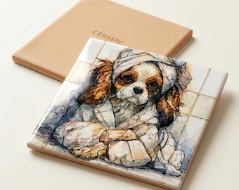 Cavalier King Charles Spaniel Spa Dog Ceramic Tile thumbnail 3