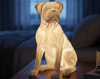 Boxer Dog Luminary Night Light, Glowing Sculpture, USB LED Warm Light, Boxer Lover Gift, 6 Inch