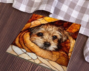 Shorkie Under the Blanket Ceramic Tile thumbnail 4