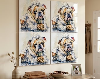English Bulldog Spa Dog Ceramic Tile thumbnail 4