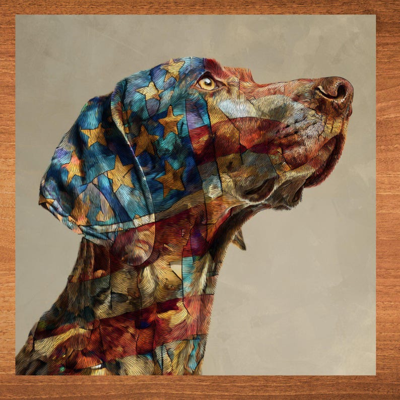 Weimaraner USA Flag Patriotic Dog Ceramic Tile