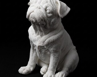 Pug Realistic Seated Dog Statue thumbnail 2